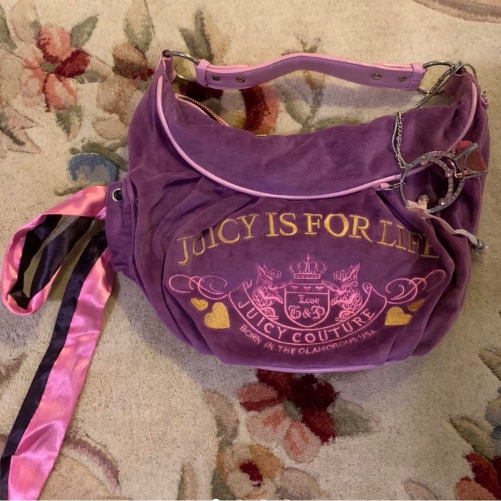 Juicy is for life shoulder bag with bow and charm